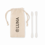 Set of 2 reusable and washable silicone cotton buds beige colour main view