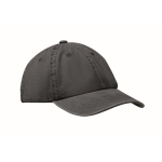 Washed cotton baseball cap with Velcro closure, 265 g/m2 black colour