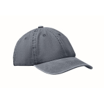 Washed cotton baseball cap with Velcro closure, 265 g/m2 blue colour