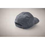 Washed cotton baseball cap with Velcro closure, 265 g/m2 blue colour third photographic view