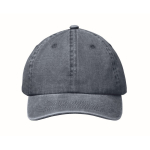 Washed cotton baseball cap with Velcro closure, 265 g/m2 blue colour fourth view