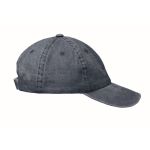 Washed cotton baseball cap with Velcro closure, 265 g/m2 blue colour sixth view