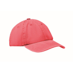 Washed cotton baseball cap with Velcro closure, 265 g/m2 red colour