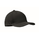 Polyester cap with ventilation holes and water-repellent finish black colour