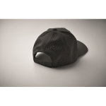 Polyester cap with ventilation holes and water-repellent finish black colour third photographic view