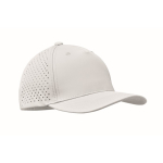 Polyester cap with ventilation holes and water-repellent finish white colour