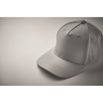 Polyester cap with ventilation holes and water-repellent finish grey colour second photographic view