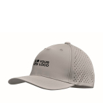 Polyester cap with ventilation holes and water-repellent finish grey colour view with print area