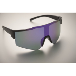 Sports sunglasses with mirrored lenses and UV400 protection blue colour fourth photographic view