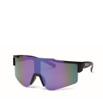 Sports sunglasses with mirrored lenses and UV400 protection blue colour view with print area