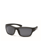 Sports sunglasses with mirrored lenses and coloured details black colour view with print area