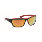 Sports sunglasses with mirrored lenses and coloured details red colour