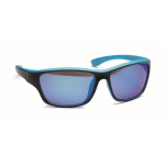 Sports sunglasses with mirrored lenses and coloured details turquoise colour