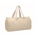 Travel bag with side compartment and natural colour details beige colour