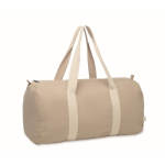 Travel bag with side compartment and natural colour details khaki colour