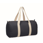 Travel bag with side compartment and natural colour details navy-blue colour