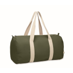 Travel bag with side compartment and natural colour details military green colour