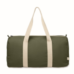 Travel bag with side compartment and natural colour details military green colour second view