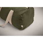 Travel bag with side compartment and natural colour details military green colour fourth photographic view