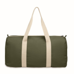 Travel bag with side compartment and natural colour details military green colour eighth view