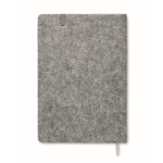 RPET felt and cork cover notebook with lined pages, A5 grey colour third view