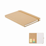 Plain notebook with sticky notes and internal cardholder, A5 beige colour second view