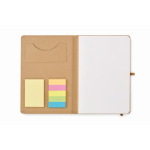 Plain notebook with sticky notes and internal cardholder, A5 beige colour fifth view