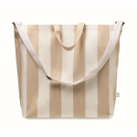 Beach bag with vertical stripes, handles, adjustable shoulder strap white colour second view