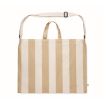 Beach bag with vertical stripes, handles, adjustable shoulder strap white colour third view