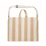 Beach bag with vertical stripes, handles, adjustable shoulder strap white colour fourth view