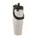 Double-walled cup with straw, spout, and carry handle, 850 ml white colour