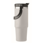 Double-walled cup with straw, spout, and carry handle, 850 ml white colour