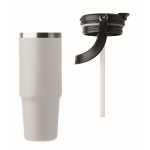 Double-walled cup with straw, spout, and carry handle, 850 ml white colour