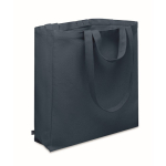 Shopping bag with short handles and side pocket, 380 g/m2 blue colour