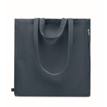 Shopping bag with short handles and side pocket, 380 g/m2 blue colour second view