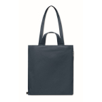 Shopping bag with short handles and side pocket, 380 g/m2 blue colour third view