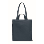 Shopping bag with short handles and side pocket, 380 g/m2 blue colour fourth view