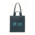 Shopping bag with short handles and side pocket, 380 g/m2 blue colour view with print area