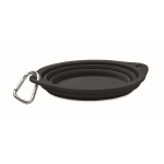 Foldable plate for eating or drinking with carabiner for pets black colour second view