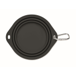 Foldable plate for eating or drinking with carabiner for pets black colour fifth view