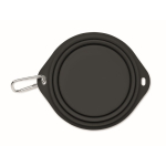 Foldable plate for eating or drinking with carabiner for pets black colour sixth view