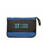 Travel blanket or pillow with trolley strap, 220 g/m2 blue colour view with print area