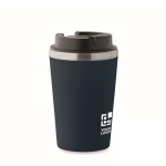 Double-walled cup with ceramic inner lining, 350 ml navy-blue colour view with print area