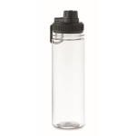 Transparent RPET bottle with lid and carry handle, 750 ml black colour