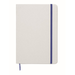 Notebook with elastic band and coloured bookmark, lined A5 pages blue colour