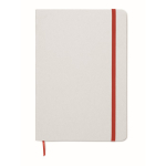 Notebook with elastic band and coloured bookmark, lined A5 pages red colour