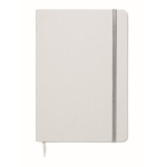 Notebook with elastic band and coloured bookmark, lined A5 pages silver colour