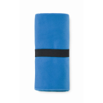 Microfibre sports towel with closure strap, 200 g/m² blue colour