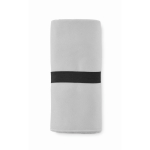 Microfibre sports towel with closure strap, 200 g/m² grey colour