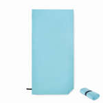 Microfibre sports towel with closure strap, 200 g/m² turquoise colour second view